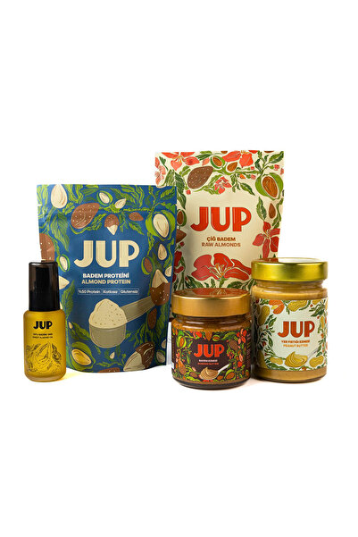 JUP FOOD Tanışma Paketi -Çiğ Badem/ Badem Ezmesi/ Yer Fıstığı Ezmesi/ Badem P...