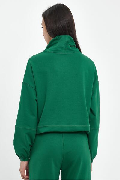 VENA Norah Regular Fit Sweatshirt with Collar Detail - Forest