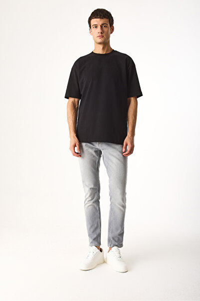 VENA Μπλουζάκι με λαιμόκοψη Oversize με απαλή υφή-Μαύρο