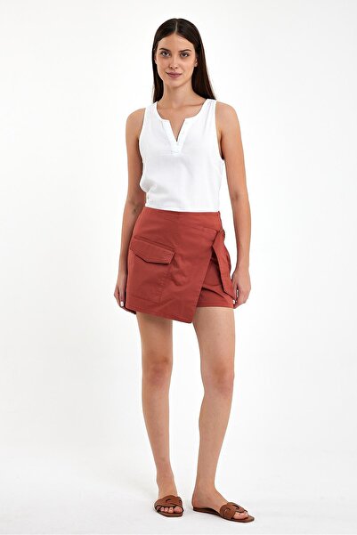 VENA Sienna Slim Fit Gabardine Σορτς Φούστα-Τερακότα