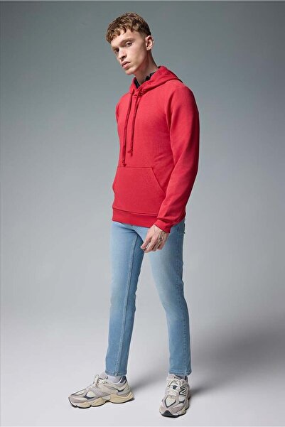 VENA Чоловічий базовий бавовняний худі з капюшоном - Вишня