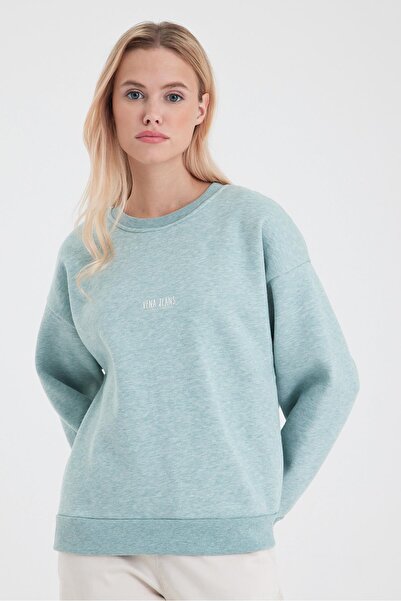 VENA Φούτερ με λογότυπο Cindy με λαιμόκοψη και ανάγλυφο σχέδιο-Μέντα