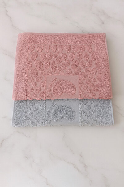 EMİLLİE AYAK İZLİ TAŞ JAKARLI HAVLU PASPAS 2 Lİ SET (50X70CM)