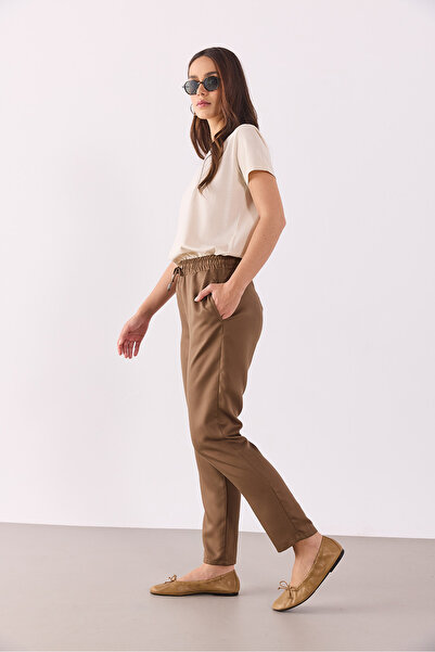 VENA Pantaloni de plajă cu talie elastică Alian (TENCEL)(TM) - CACAO