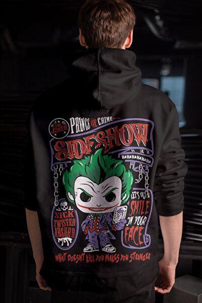 Huw سويت شيرت بقلنسوة للجنسين مطبوع عليه ظهر جوكر جوكرشو من دي سي كوميكس