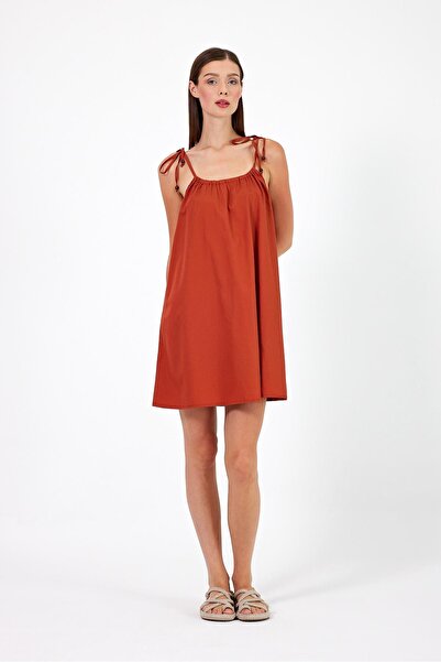 VENA Loren Tie-Up Mini Dress-Copper