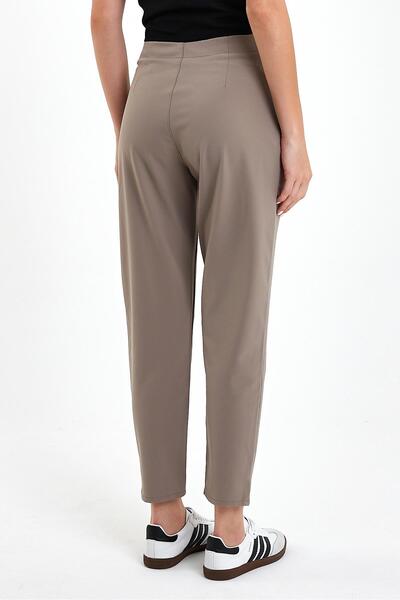 VENA Paula Paçası Detaylı Teknik Chino Pantolon-Vizon