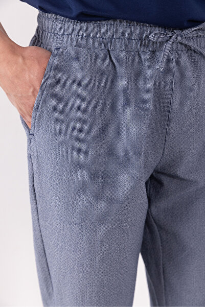 VENA Alfred Beli Lastikli Pötikare Gofre Pantolon - MAVİ