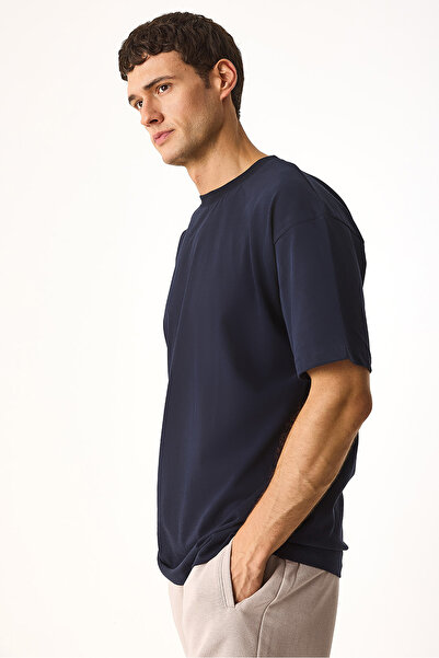 VENA Μπλουζάκι με λαιμόκοψη με μαλακή υφή-Μπλε ναυτικό