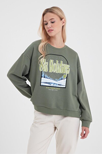 VENA Φούτερ με στάμπα Holiday-Χακί