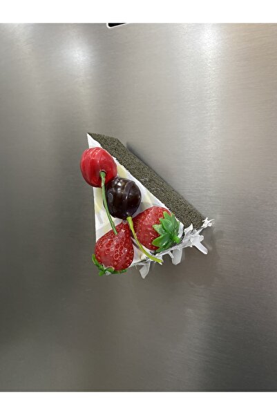 Bonila Handmade Yumuşak Tatlı Dekor: Çilekli ve Kirazlı Dilim Pasta Magnet ve...