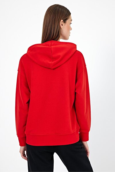 VENA Women's Hooded Basic Hoodie Sweatshirt-Red