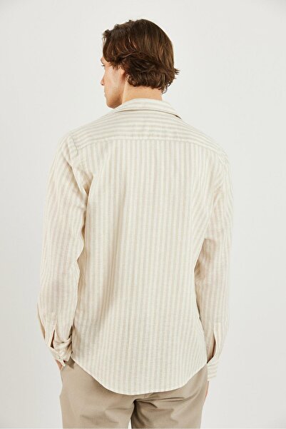 VENA Πουκάμισο Steven Regular Fit ριγέ Oxford-Μπεζ ριγέ