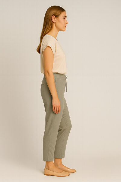 VENA Alian Waist Elastic Linen Beach Trousers - Nile Green