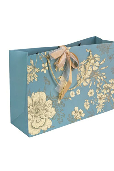 velve Set of three bags with floral pattern, drawstring handles and satin rib...