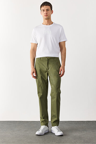 VENA Ken Beli Lastikli Gabardin Chino Pantolon - HAKİ