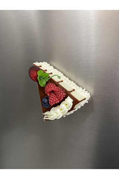 Bonila Handmade Yumuşak Tatlı Dekor: Orman Meyveli Dilim Pasta Magnet ve Masa...