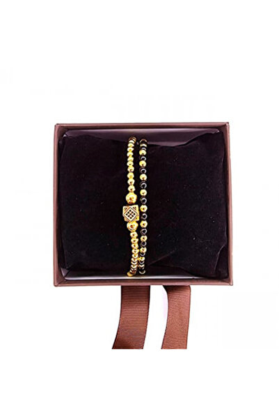 velve Diamond set, two unisex bracelets, with stainless steel balls and zirconium crystals