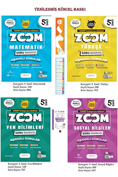 Günay Yayınları 5. Sınıf Zoom Serisi Matematik-Türkçe-Fen Bilimleri-Sosyal Bi...