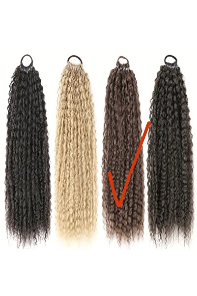 PERUK Kahverengi Kıvırcık At Kuyruğu Postiş