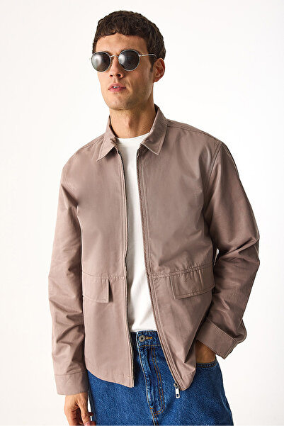 VENA Ανδρικό μπουφάν με μεγάλες τσέπες-μινκ