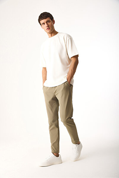 VENA Regular Fit Beli Lastikli Teknik Pantolon-Bej