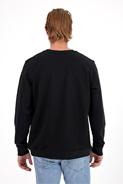 VENA Φούτερ Rich Crew Neck Regular Fit 3 Thread-Μαύρο