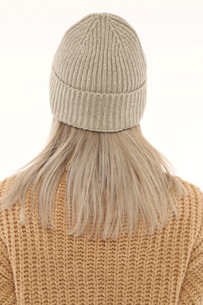 Aghilo Вовняна зимова унісекс шапка з резинкою – бежева