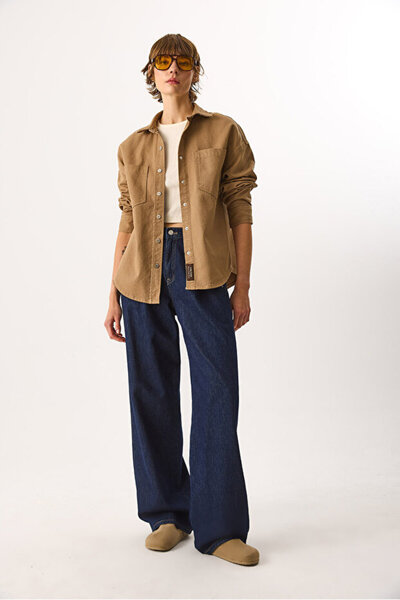 VENA Sementa Renkli Jean Dış Gömlek-Camel