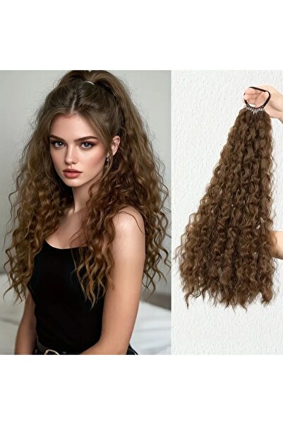 PERUK Kahverengi Kıvırcık At Kuyruğu Postiş