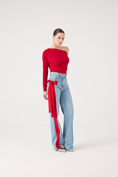 HOLLY LOLLY Blugi cu talie înaltă cu picioare largi, albastru