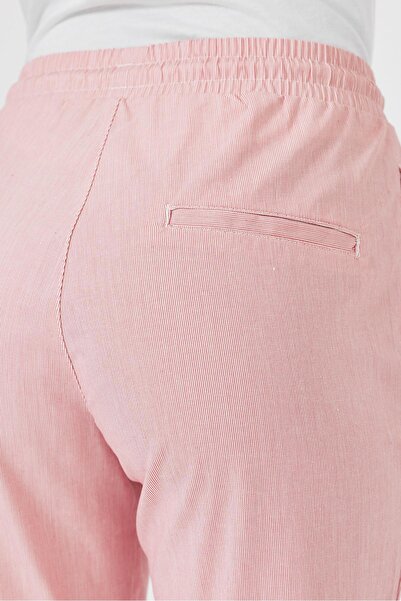 VENA Alian Beli Elastic Striped Gabardine Trousers - Red Striped