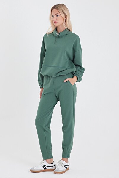 VENA Φούτερ με λεπτομέρεια στο λαιμό Norah, κανονική εφαρμογή-πράσινο λίμνης