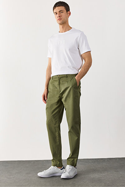 VENA Ken Beli Lastikli Gabardin Chino Pantolon - HAKİ