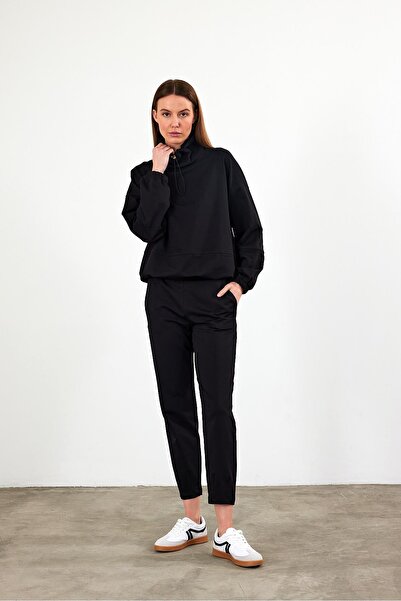 VENA Norah Yakası Detaylı Regular Fit Sweatshirt-Siyah