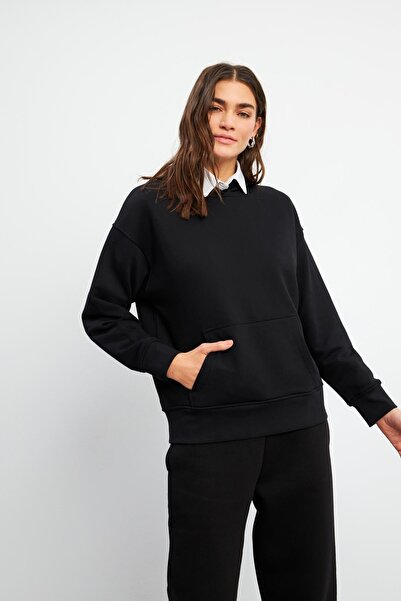 VENA Дамска суитшърт с качулка - черен