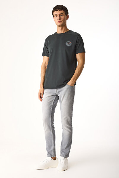 VENA Μπλουζάκι με στάμπα Sakura με λαιμόκοψη και κανονική εφαρμογή-ανθρακί