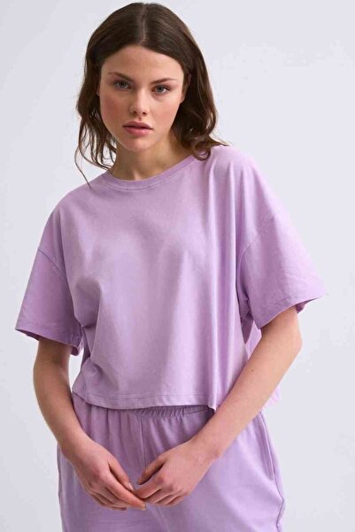 THERECOLOR Органічна жіноча короткорукава кроп-футболка Lila Regular Fit