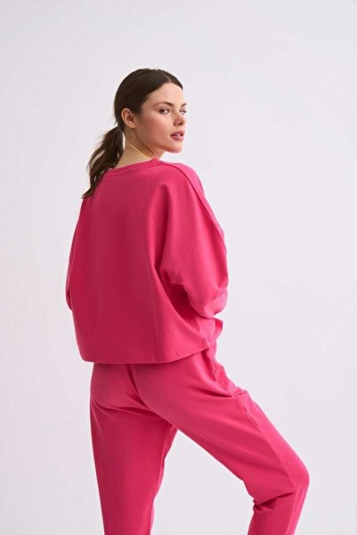 THERECOLOR Pink Organic Women's Crop Sweatshirt Long Sleeve