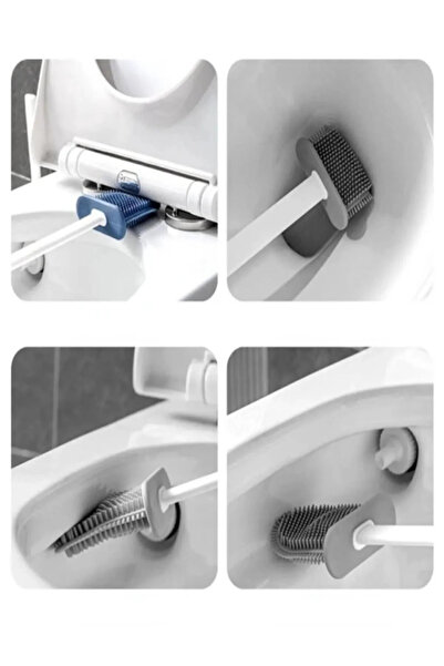 Amentes Set of 2 Toilet Brush and Multi-Purpose Fine Cleaning Brush Joint Bathroom Detail Cleaning Brush