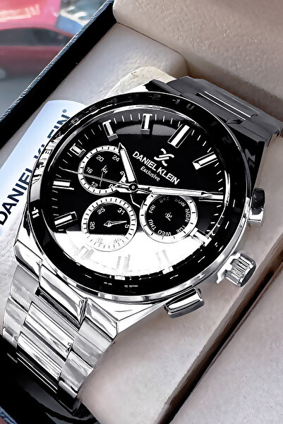 Daniel Klein Exclusive Groom's Men's Watch Waterproof Silver Black - Steel Band Gift Bracelet Dke2136C5
