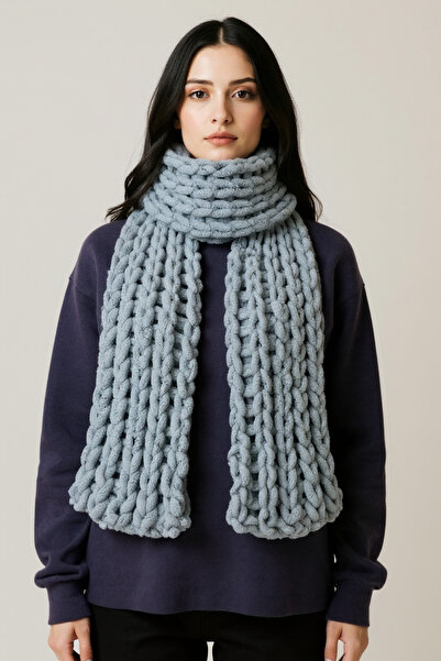 Alize El Örmesi Puffy Atkı | Soğuk ve Rüzgar Geçirmez | Cildi Tahriş Etmez Yumuşak Unisex Atkı - Gri