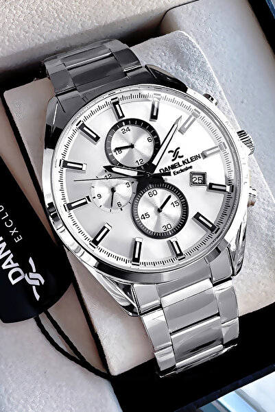 Daniel Klein Exclusive Groom's Men's Watch Waterproof Silver White - Steel Band Gift Bracelet Dke2135C1