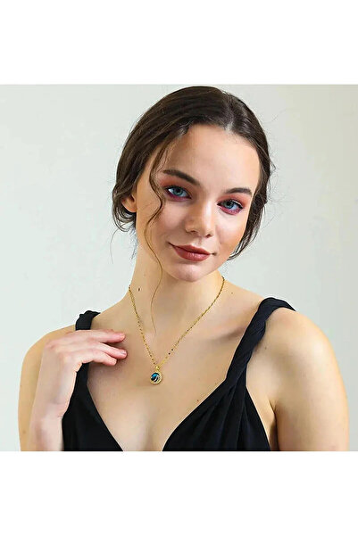 Kuşkaya Ticaret Gökyüzü Kadın Kolye - Kararmaz - Çelik | Hediye Paketi | Uzay - Dünya - Gezegen Temalı