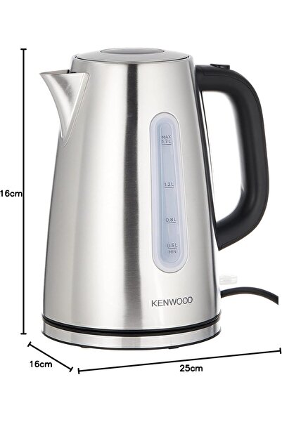 Kenwood 1.7L Stainless Steel Electric Kettle 3000W – Cordless, Auto Shut-Off, Mesh Filter, Silver/Black