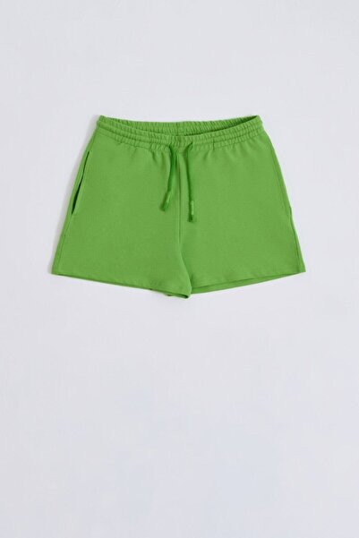 THERECOLOR Зелені органічні шорти Regular Fit на шнурівці з двома кишенями для жінок