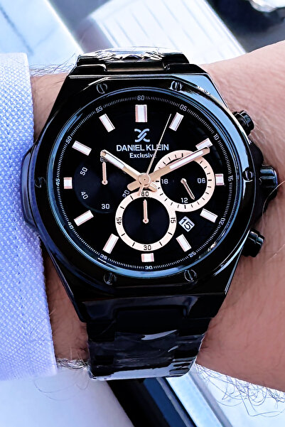 Daniel Klein Exclusive Erkek Kol Saati 3 Atm Su Geçirmez Siyah Renk Çelik Kordon + Bileklik DKE2070C5