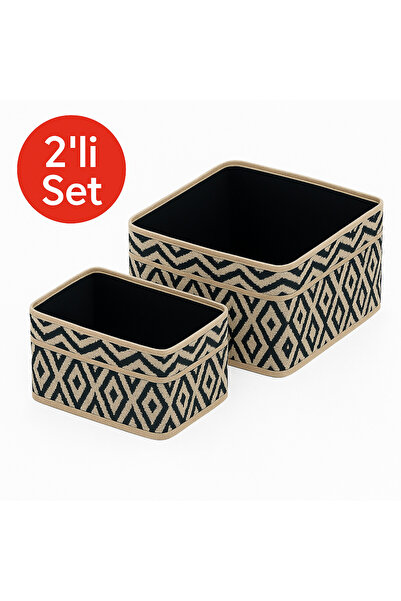 KUTULA Bohem Desenli 2’li Kumaş Organizer Set – Katlanabilir Depolama ve Düze...