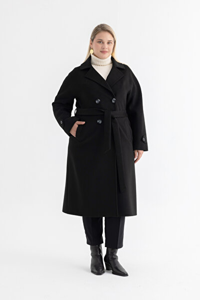 Mia Kara Reglan Sleeve Knitted Stitch Detail Half Placket Long Women's Coat 4...