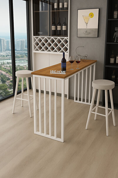 HNC HOME Bar Masası Metal İskeletli Yüksek Yemek Masası Mutfak Masası Dresuar...